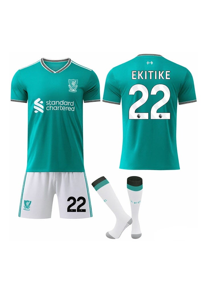 Liverpool 2025-2026 Liverpool Two Away football uniform #22 EKITIKE football jersey shorts Socks Set Children's Size and adult size Gifts for fans and friends - Image 1